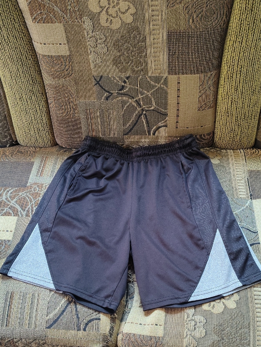 Game Time Black Shorts with Gray Panels